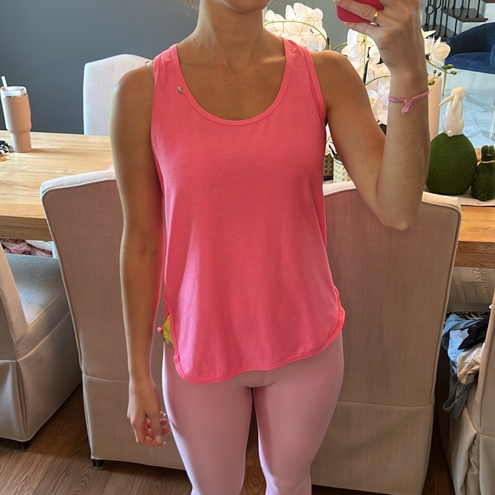 Maika Pink and Yellow Sleeveless Relaxed Tank Top
